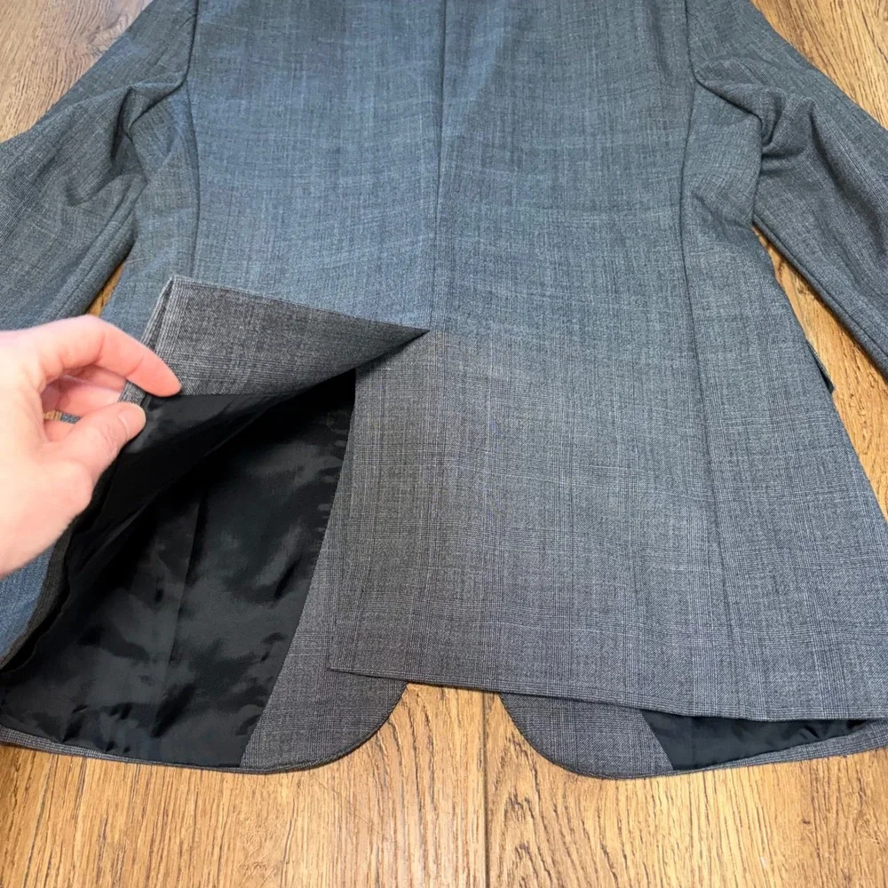 Theory‎ Wellar Charde Mens 42R Gray Glen Plaid Wool 2-Button Blazer Sport Coat